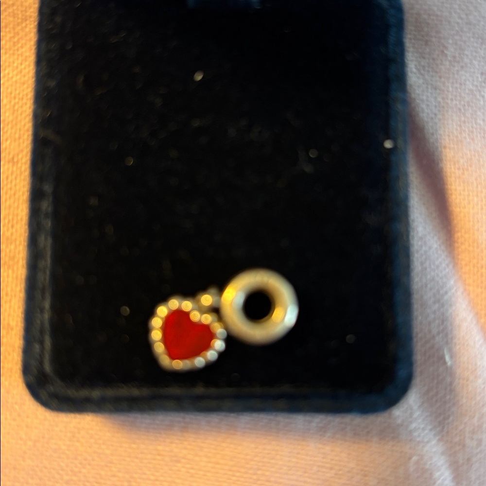 Pandora Silver Bracelet with Red Heart Charm Authentic 925 ALE - Picture 3 of 3